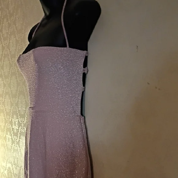 Elegant Pink Spaghetti Strap Dress, Retro Vibes. Stretchy,Size Large. Fairy Core - Picture 4 of 16